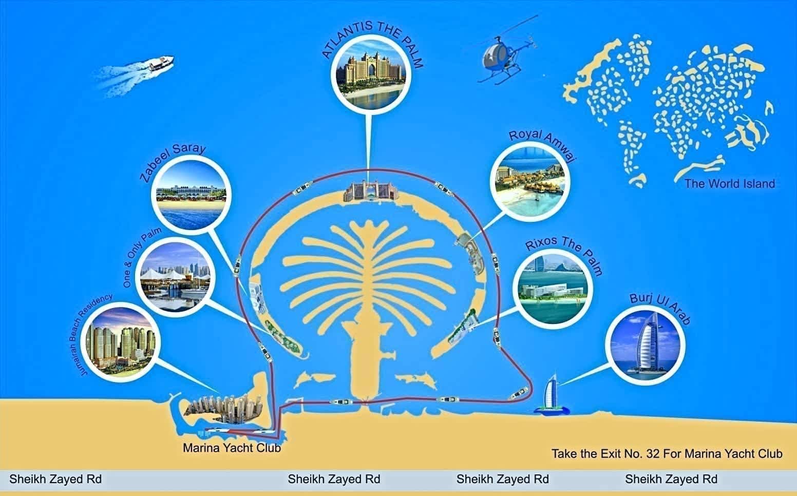 Yacht Cruising Route Map - Dubai