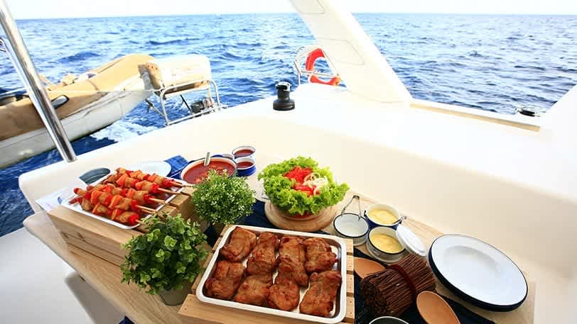 party yacht with food